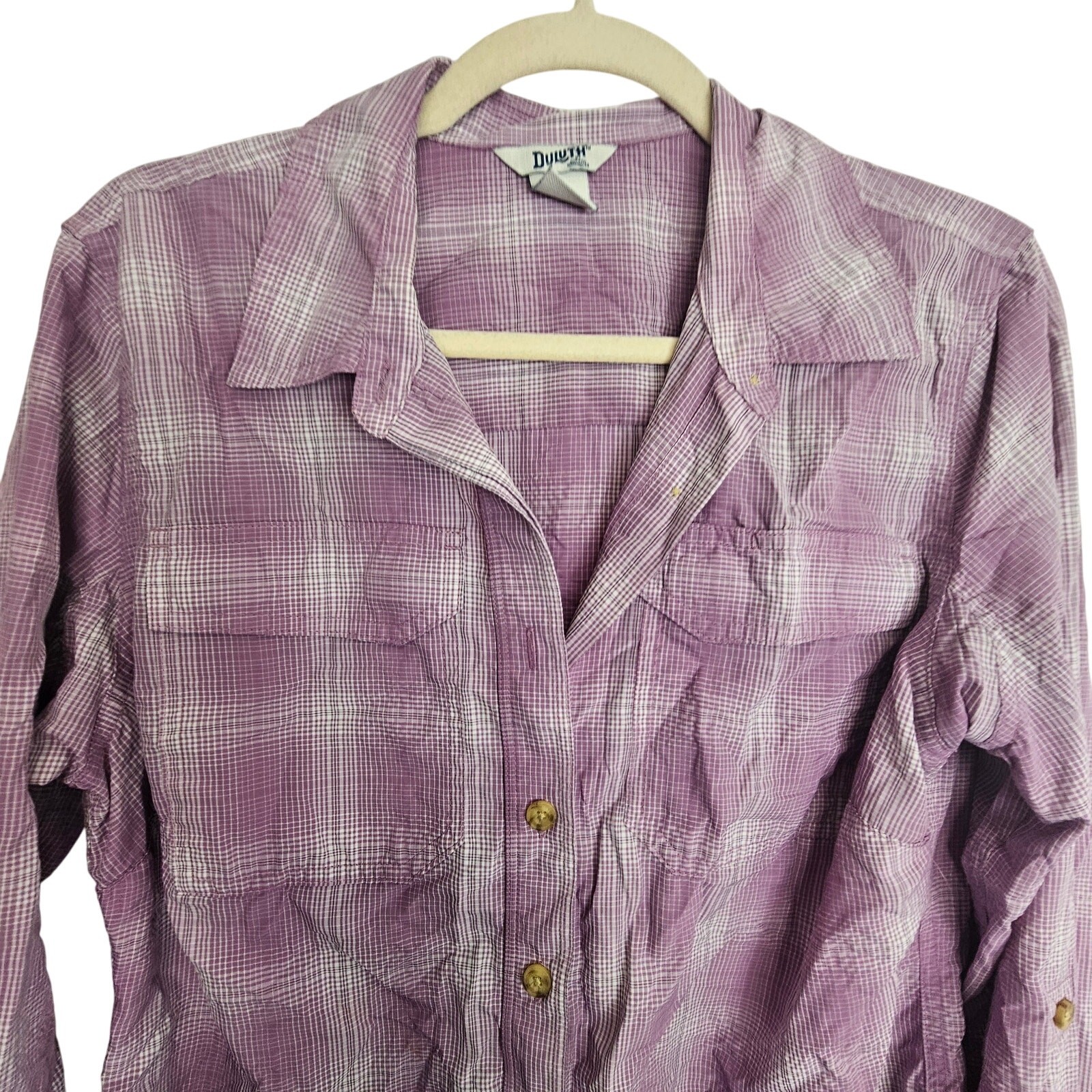 Duluth Trading Co Women Nylon Shirt Size S Gorpcore Outdoor Hiking Fishing Trail