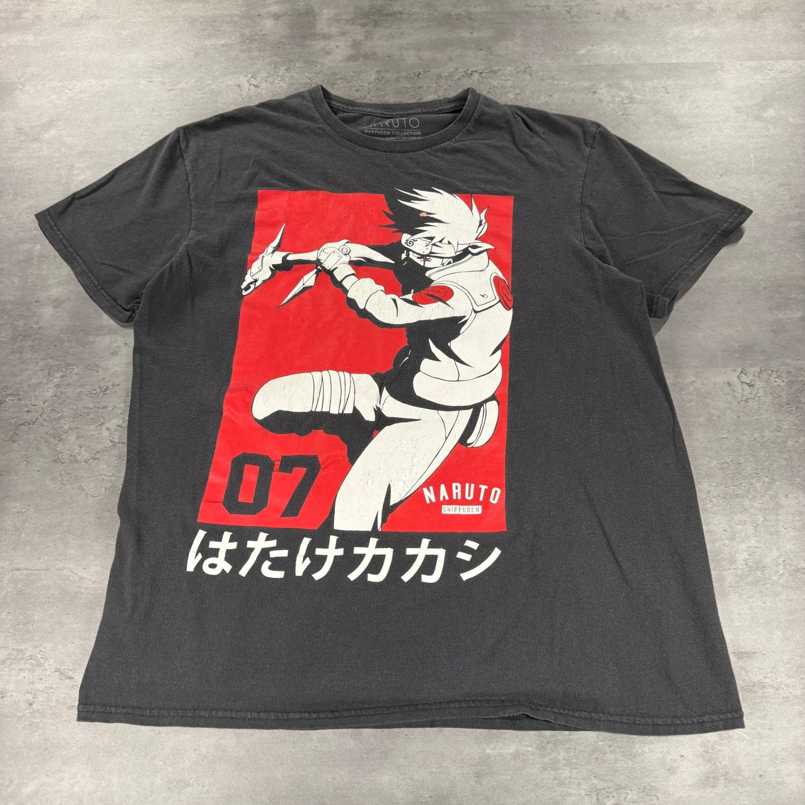 Naruto Shippuden Kakashi Graphic T Shirt Anime Manga Black Womens Large Black