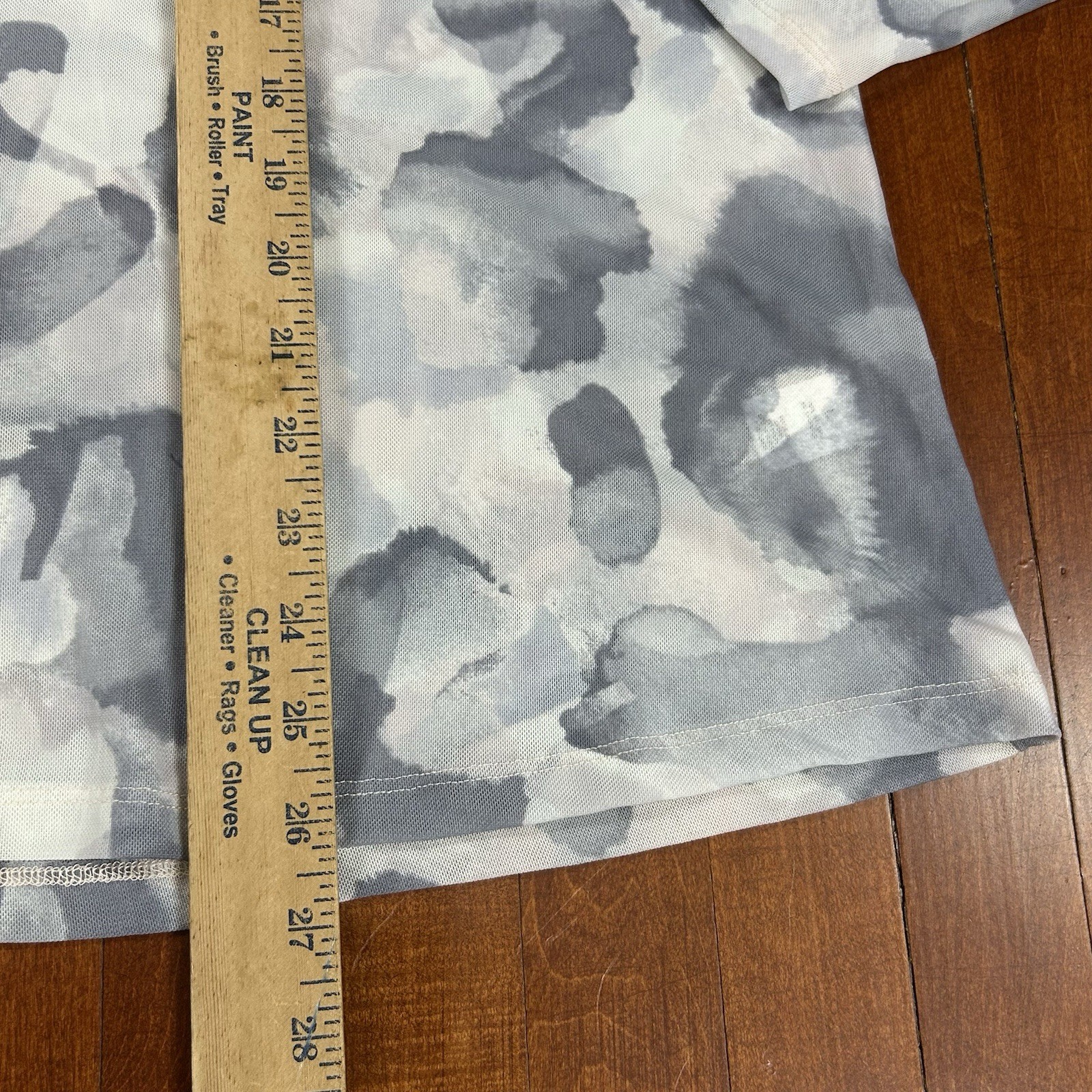 LOGO Lori Goldstein Gray Printed Button Down Top Blouse Size L Watercolor Mesh