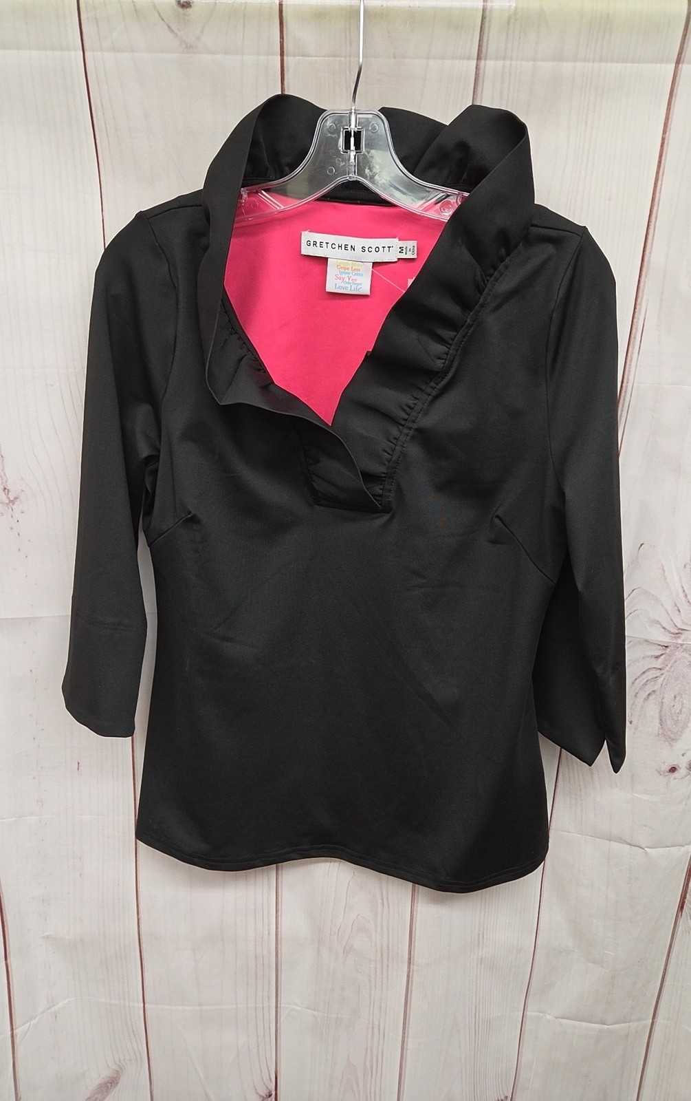 Gretchen Scott Women’s Size M Black 3/4 Sleeve Top
