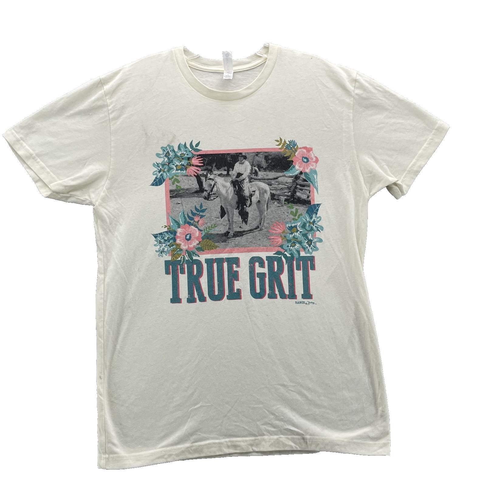 True Grit Western T-Shirt Women’s Medium Beige Cowgirl Rodeo Wokwear Outdoors