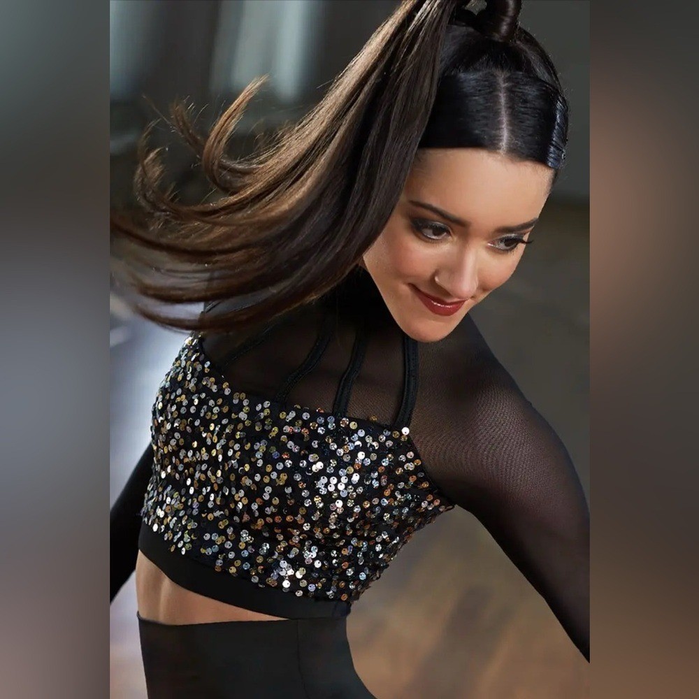 Balera Weissman Dance Cage Strap Sequin Crop Top