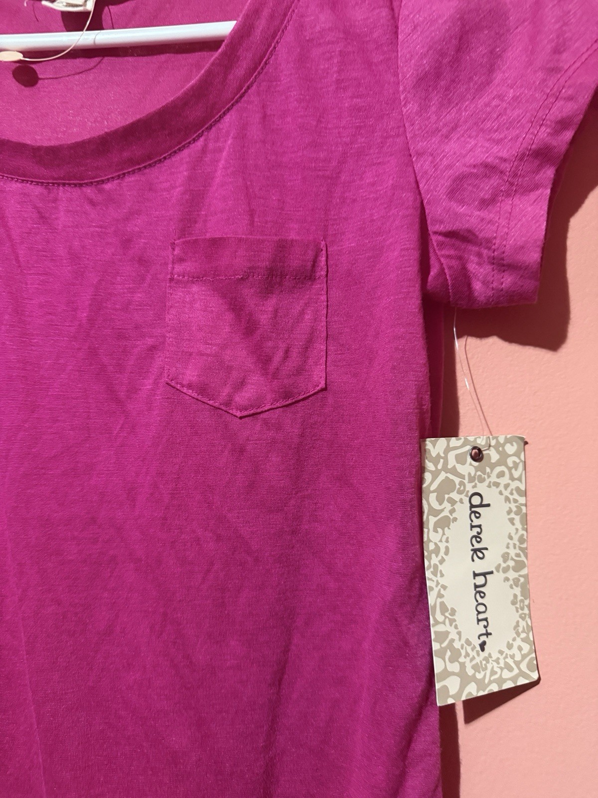 Derek Heart Womens TShirt M Medium Pink Short Sleeve Tee Shirt Sheer New