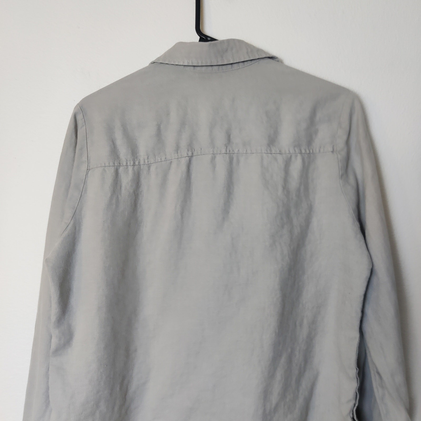 Apropos 100% Linen Button Up Shirt Taupe Gray Medium Neutral Coastal Minimalist