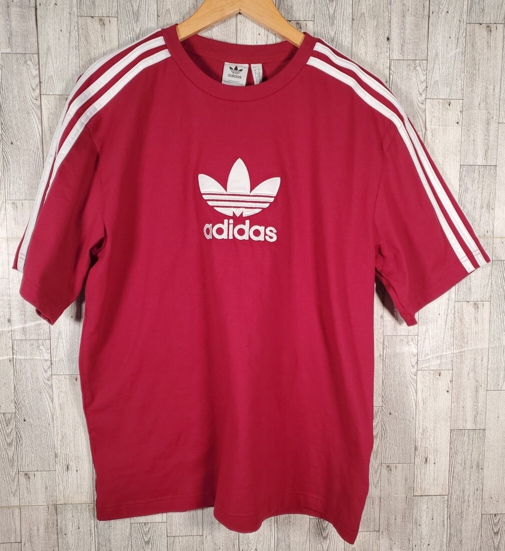 Adidas Shirt Womens S, M, & Large 3 Stripes Burgundy Embroidered Logo Tee NEW