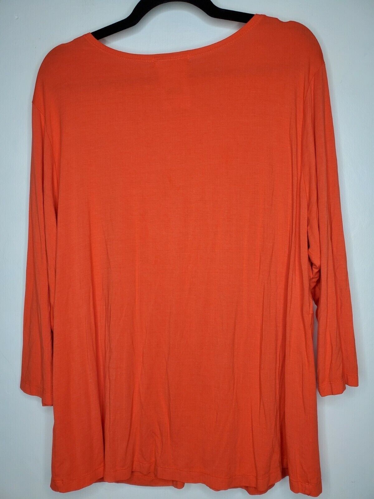 NWT Fresh Produce Twist Front 3/4 Sleeve Bright Coral 2X