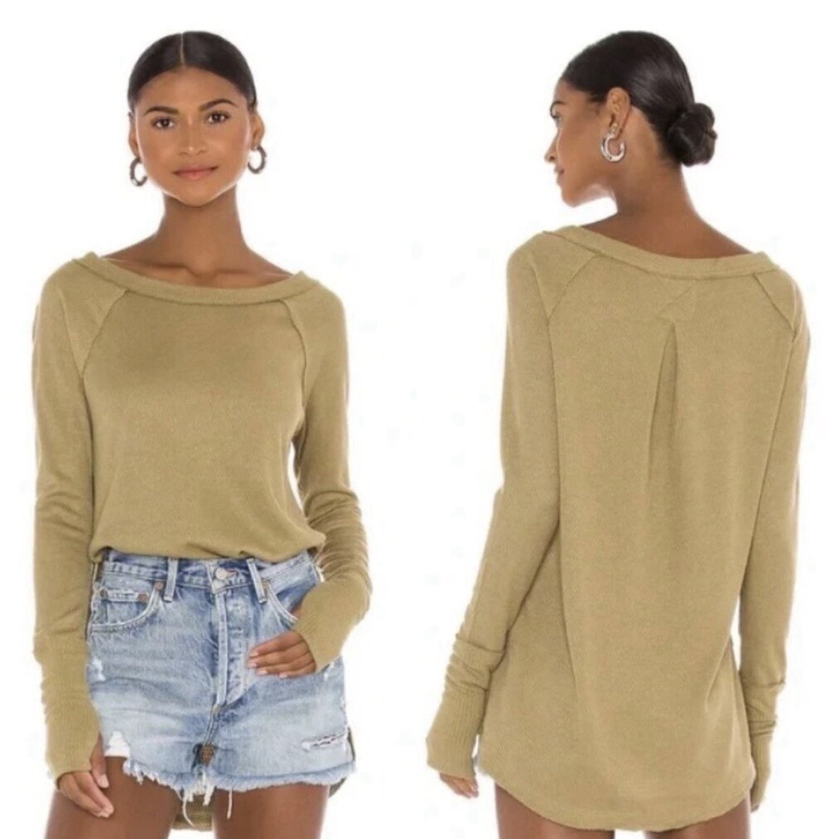 WE THE FREE | FREE PEOPLE | Snowy Thermal Waffle Tunic Top | Sunstone | Size S