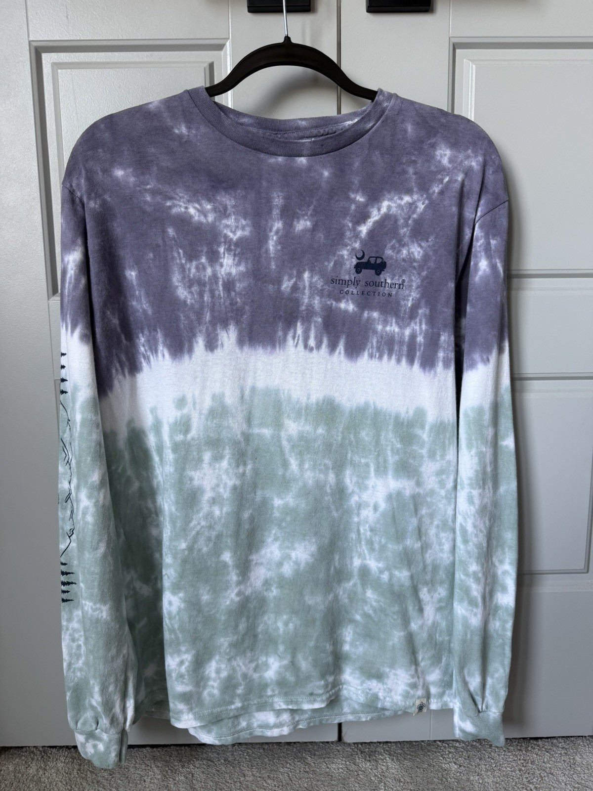 NEW Simply Southern Shirt Tell Mountains Tie Dye Purple Green Pink Jeep Medium