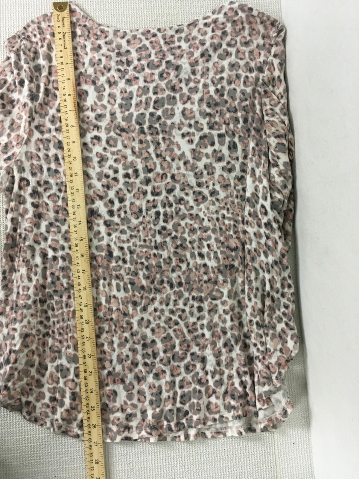 Ruby Rd Womens Top Size L White Pink Gray Leopard Print Strappy Sequined V neck