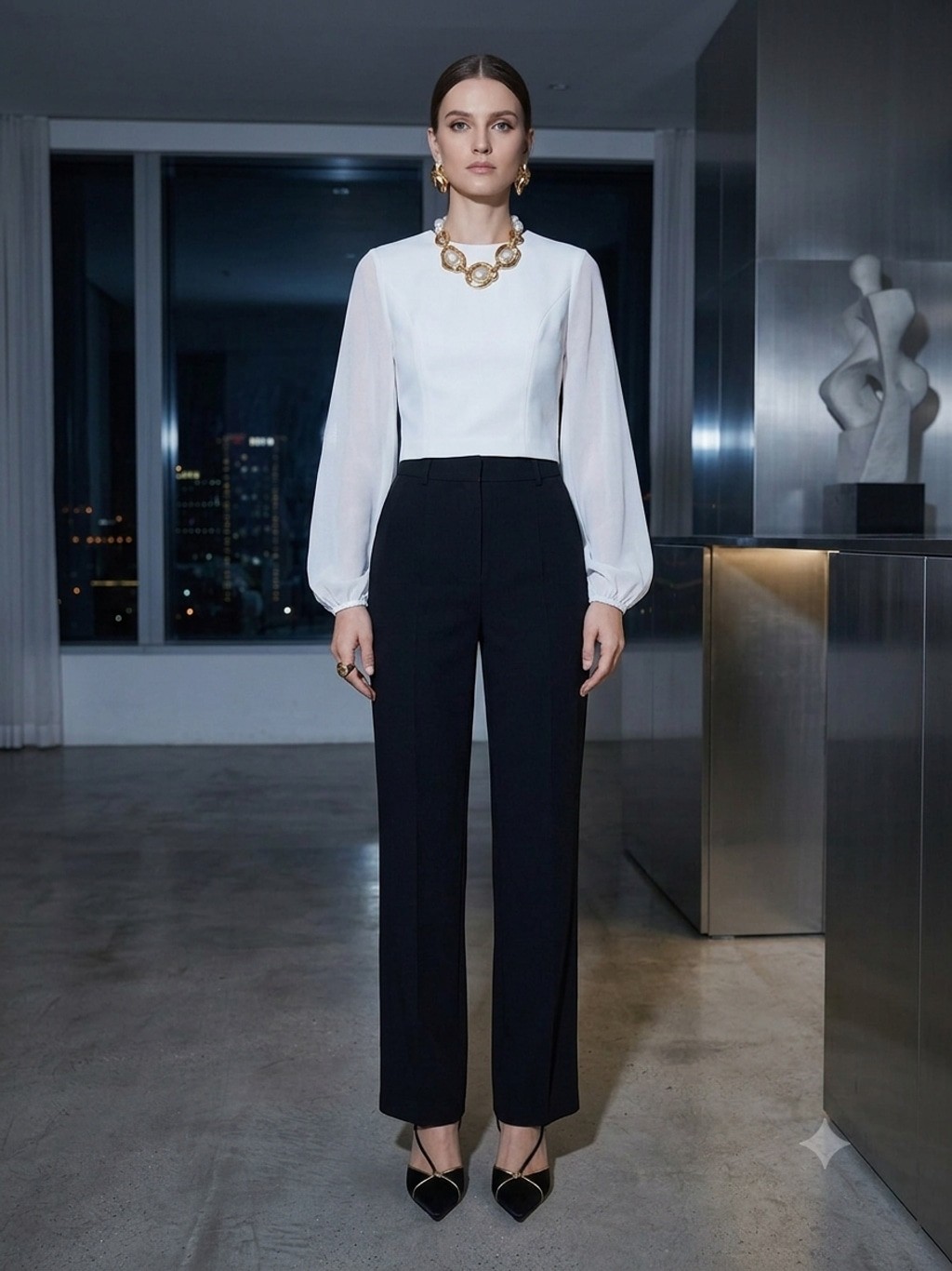 Cinq à Sept Elissa Sheer Sleeve Cropped Blouse Top White Size M Silk Blend
