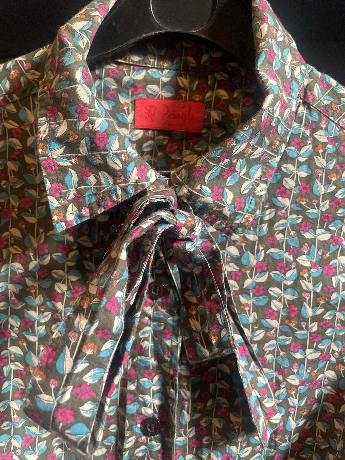 Vintage Pringle like cacharel bow print Shirt – 10 fits Size 8