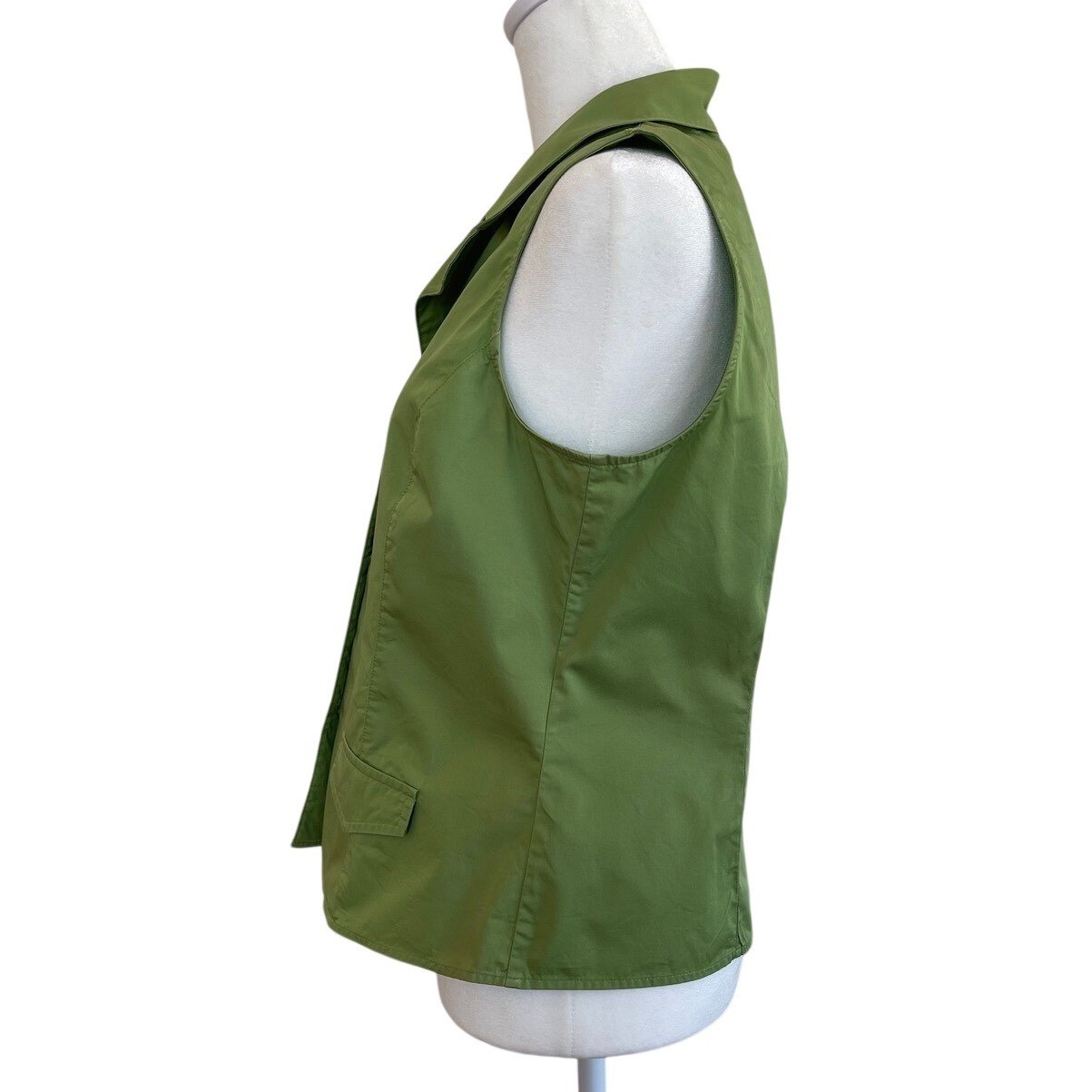 Talbots Petites Green Sleeveless Button Down Blouse Cotton Vest Top Size 10P