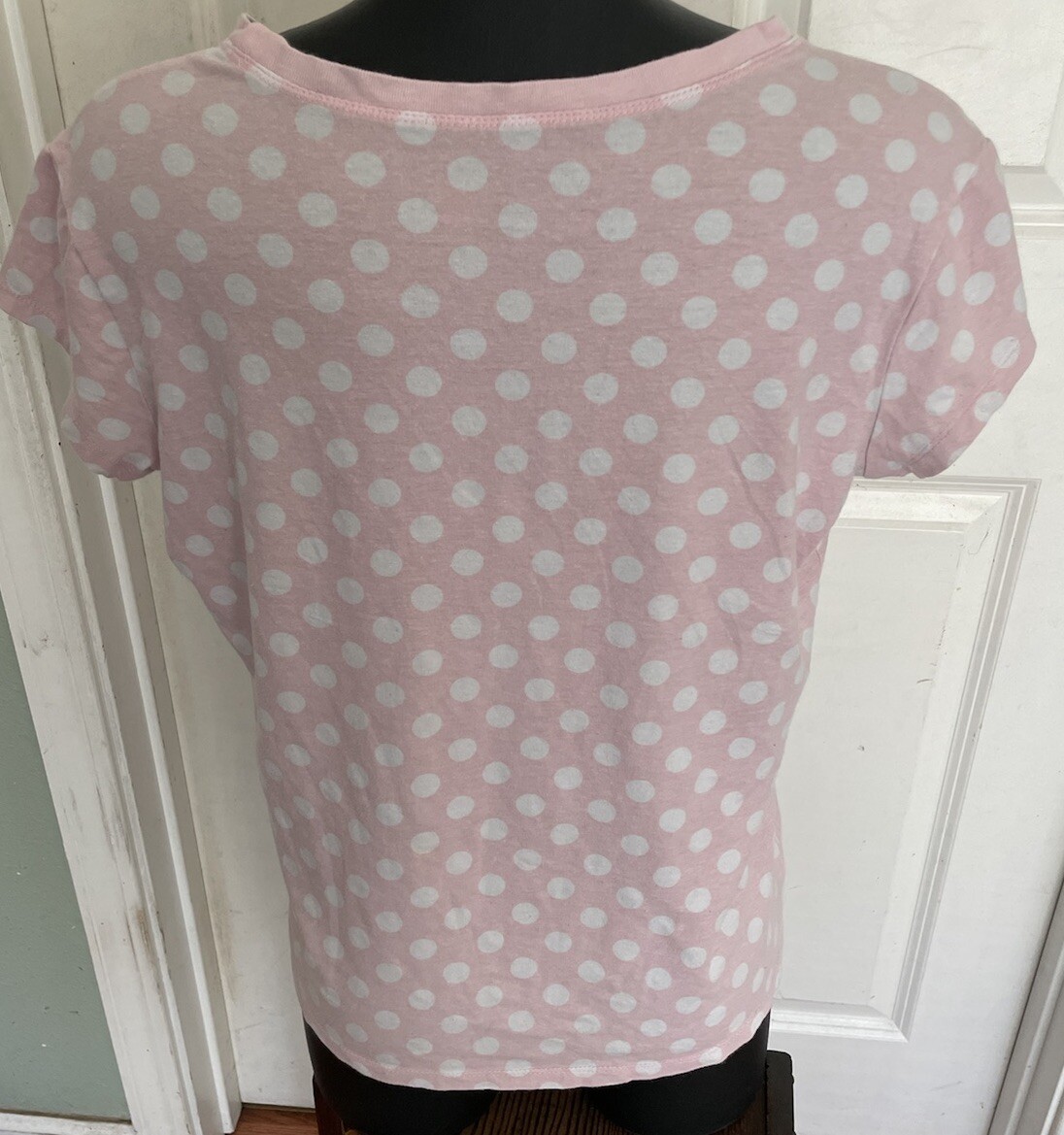 Women’s DISNEY Minnie Mouse Polka Dot Cotton Blend Tee, Size Small