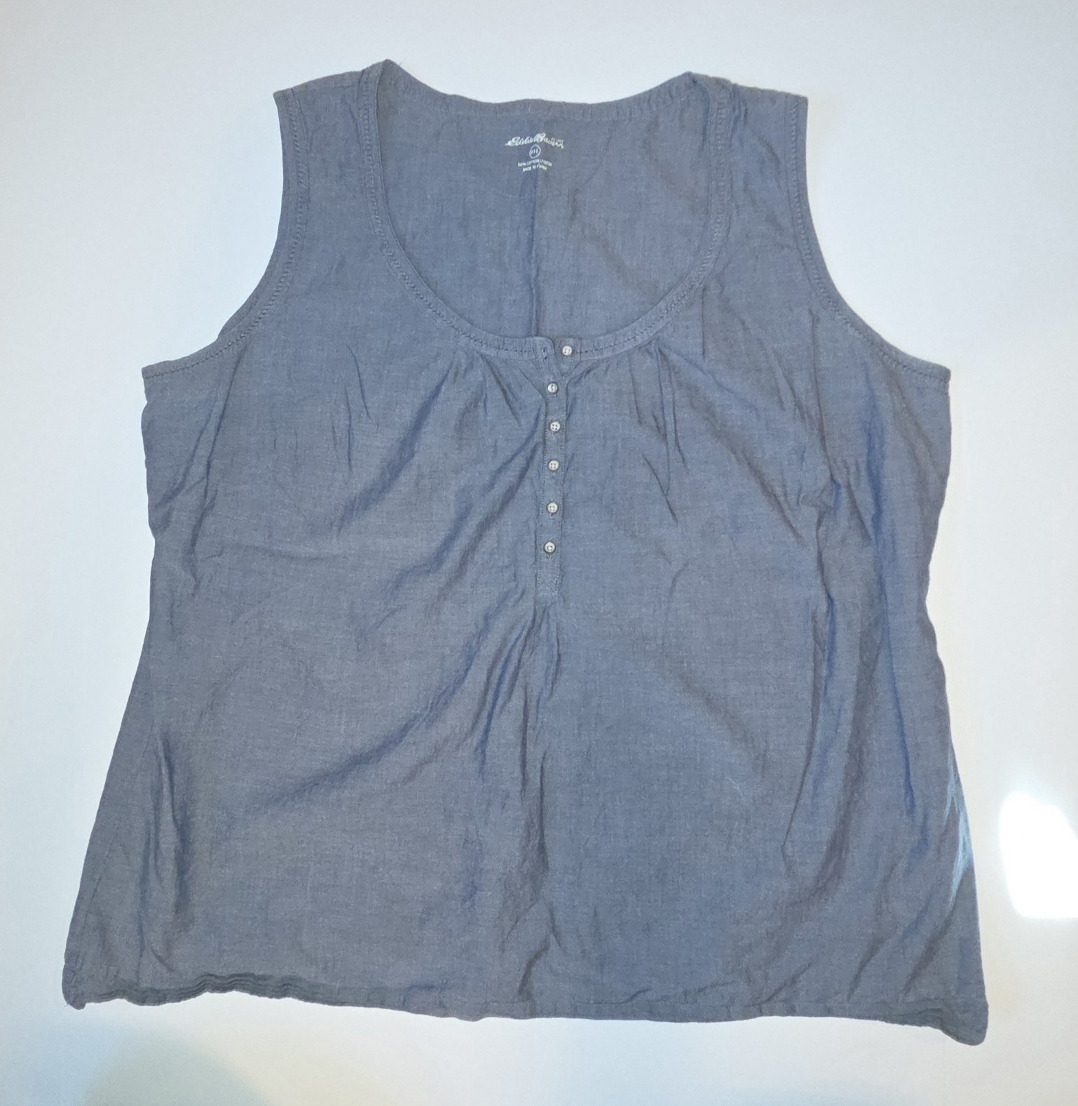Eddie Bauer Women’s Blue Sleeveless Henley Tank Top Size 2XL Casual Cotton Blend