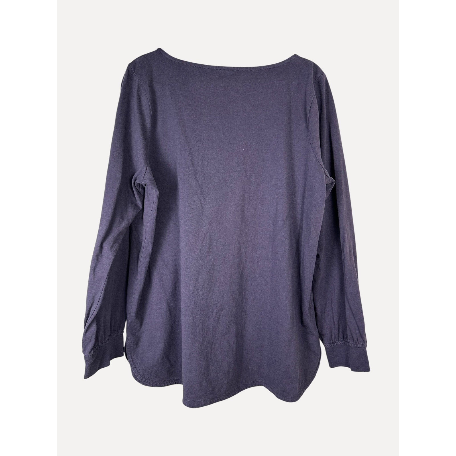 Pure Jill J. Jill Purple Embroidered Neckline Tunic Cotton Curved Hem Size L