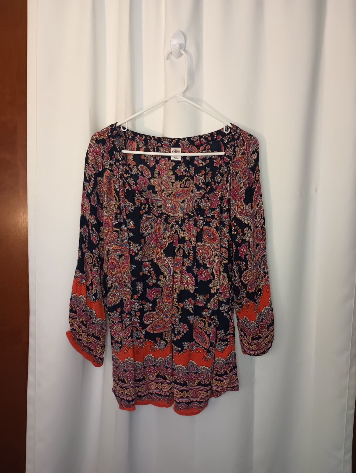 Bila Womens Boho Peasant Top XXL Paisley Flowy Festival Beach