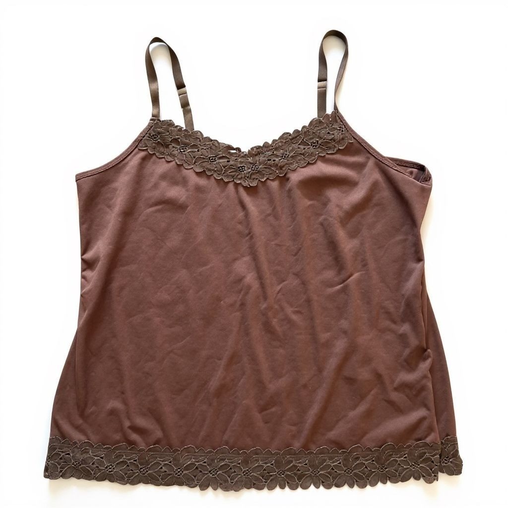 Cato Y2K Brown Babydoll Lace Camisole Top Womens 18/20W Grunge 90s Minimalist