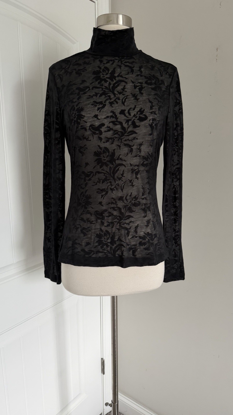RAG BONE SHEER LONG SLEEVE HIGH NECK TOP SIZE M
