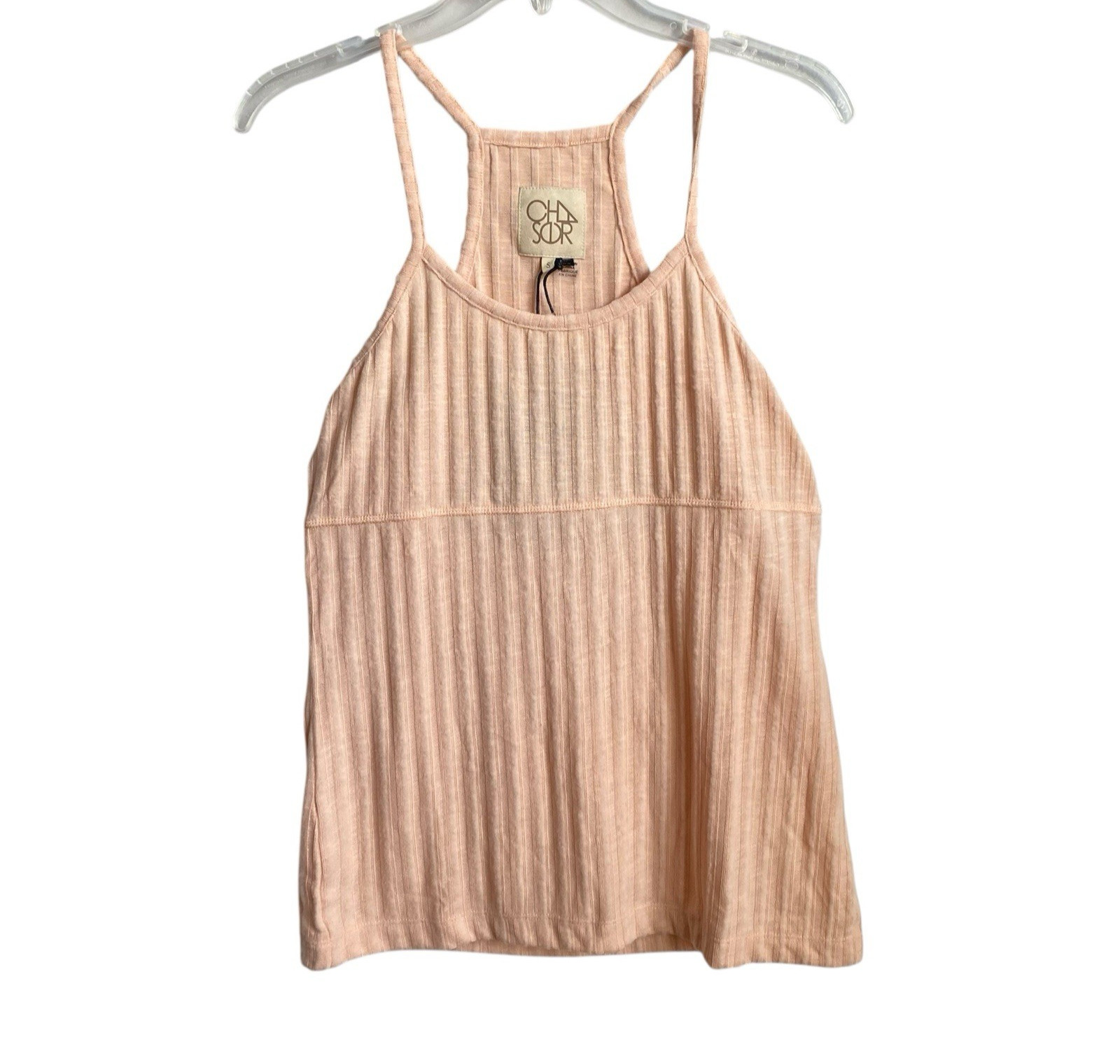 NWT CHASER Baby Rib Spaghetti Back Tank Top Women’s Size Small Peach