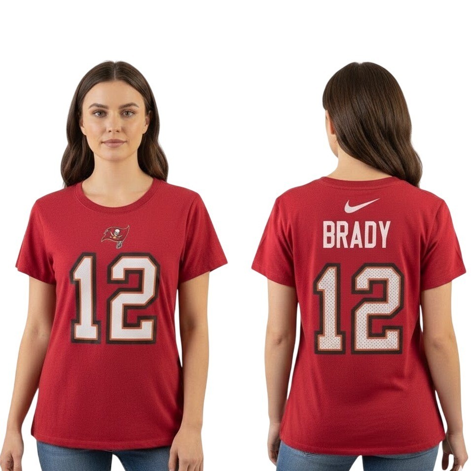 Nike Shirt Size M Red Tom Brady 12 Tampa Bay Buccaneers Sport Fan T-Shirt NFL