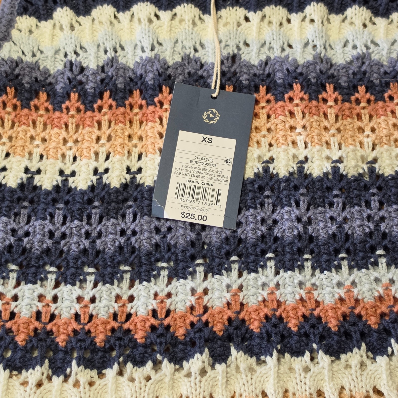 Universal Thread Openwork knit Crochet Sweater Tank Top Multicolor Size XS