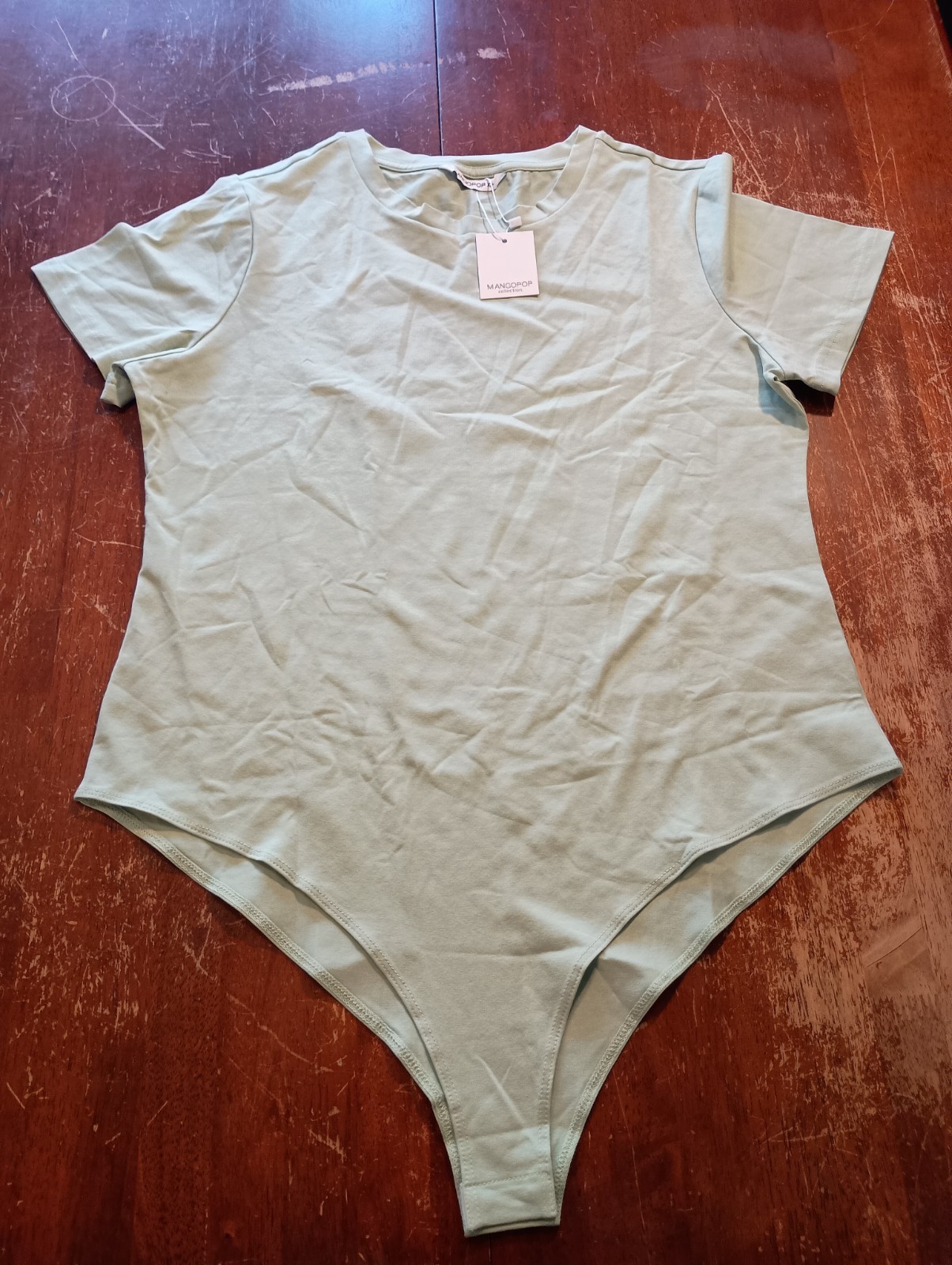 MANGOPOP Women’s Light Green Short Sleeve Bodysuit Size XXL