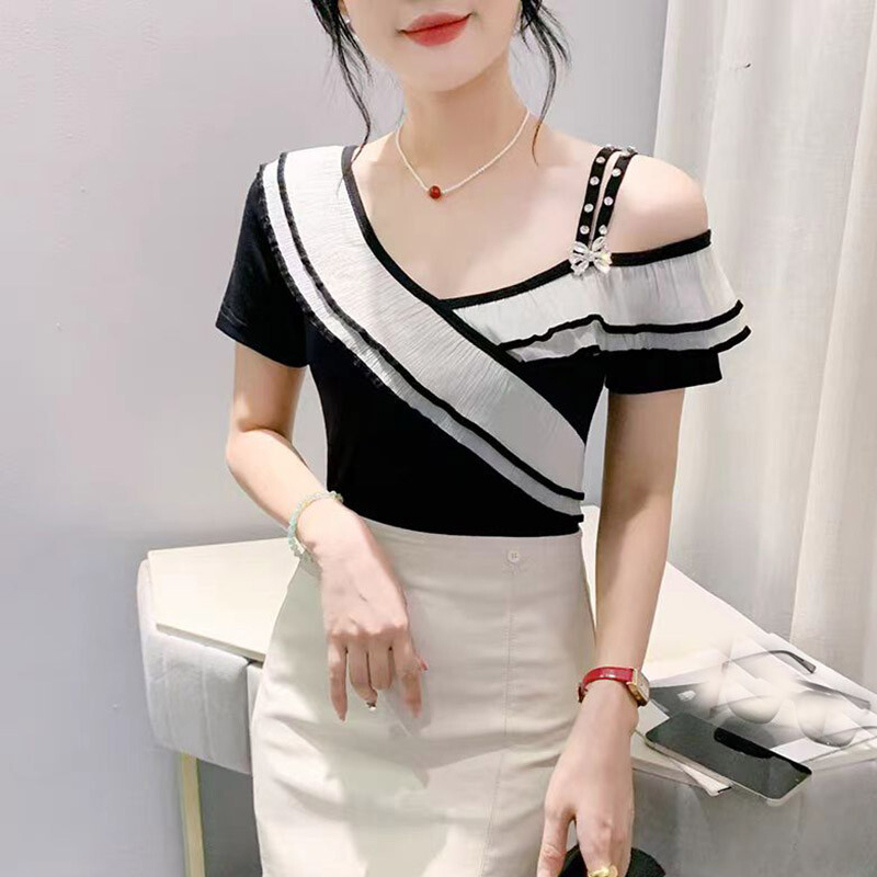 Fashion Womens Slim T-Shirts Tops Blouses Korean Summer Casual Shirts Party