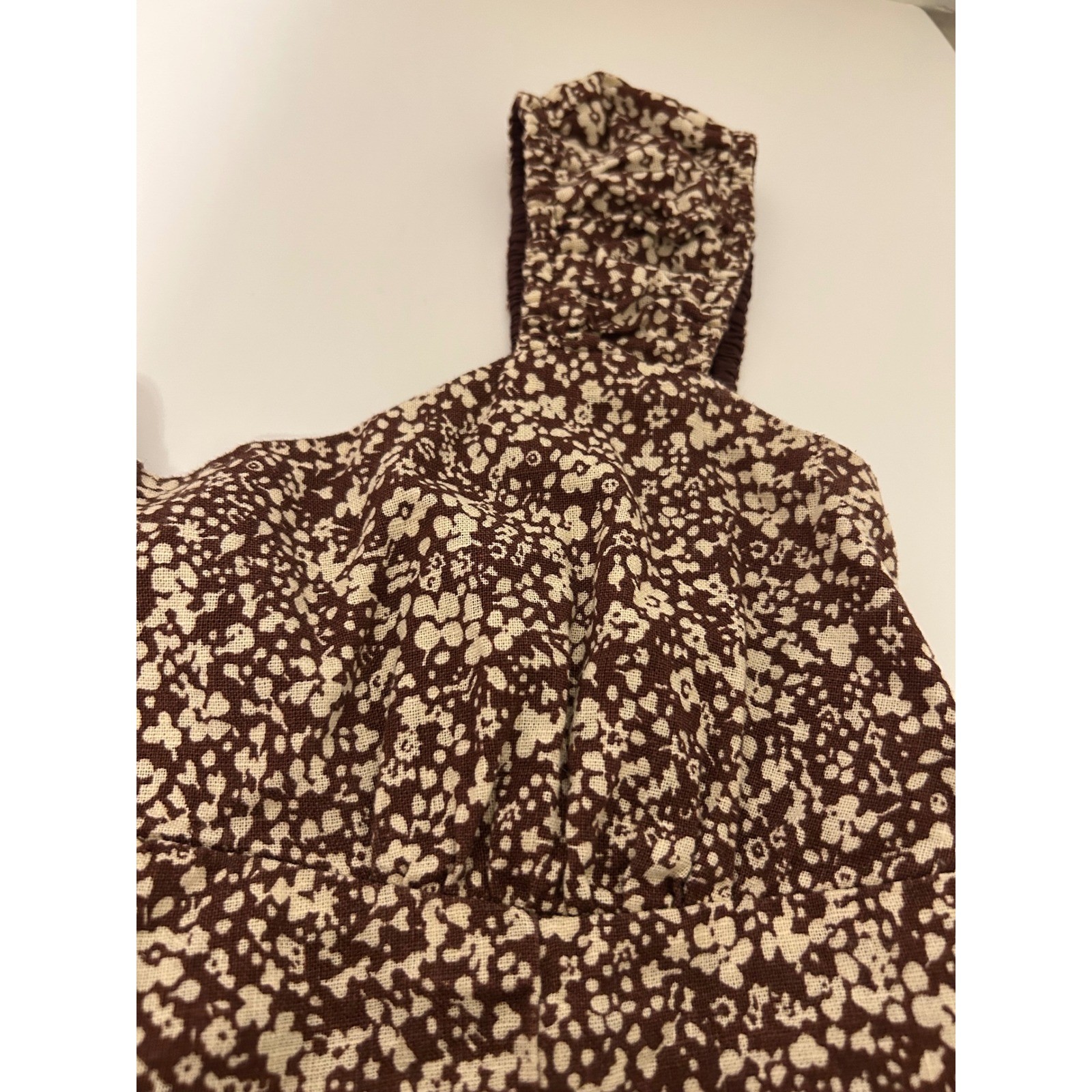 Abercrombie & Fitch Brown Floral Smocked Back Crop Top Ruched Straps Small