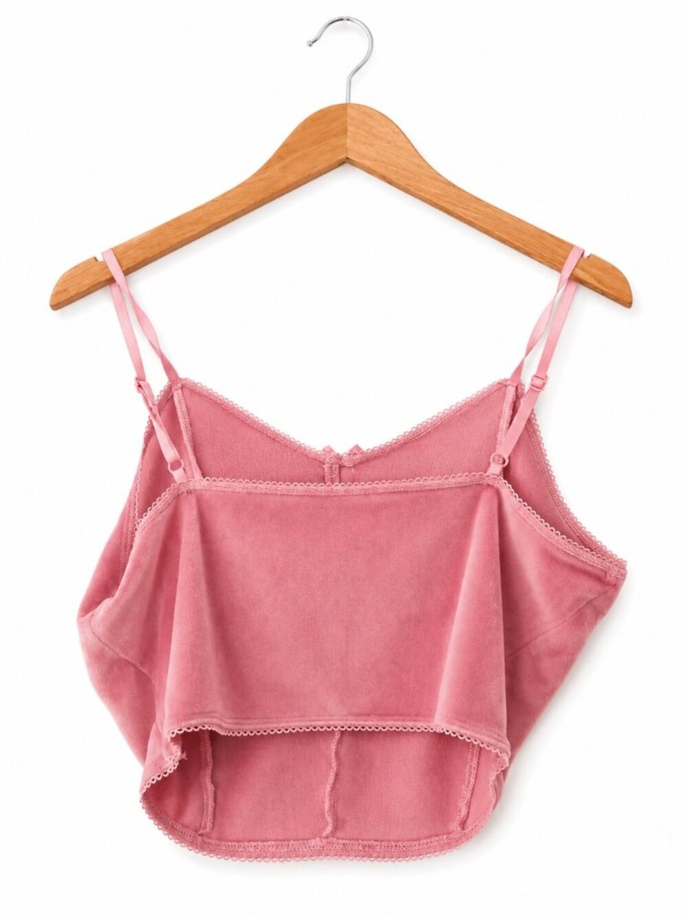 Spoiled Angel Pink Velour Crop Cami Top Bow M