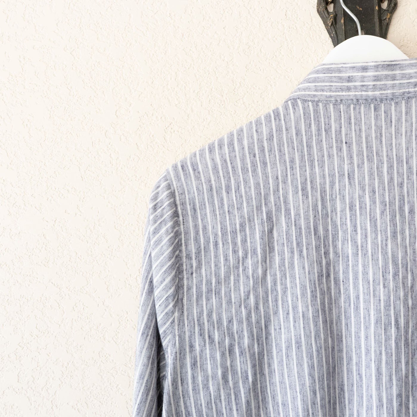 Lucky Brand Womens Shirt L Gray White Stripe Button Back Cotton Blend Oversized