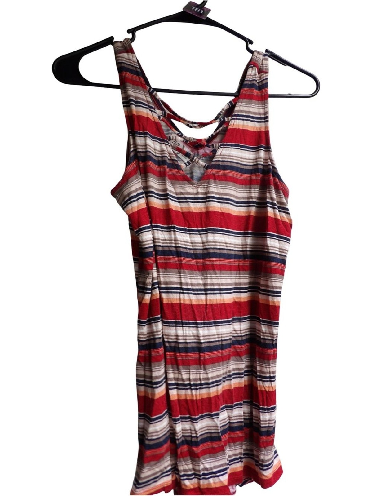Striped Red Multi-Color Sleeveless Tank Top