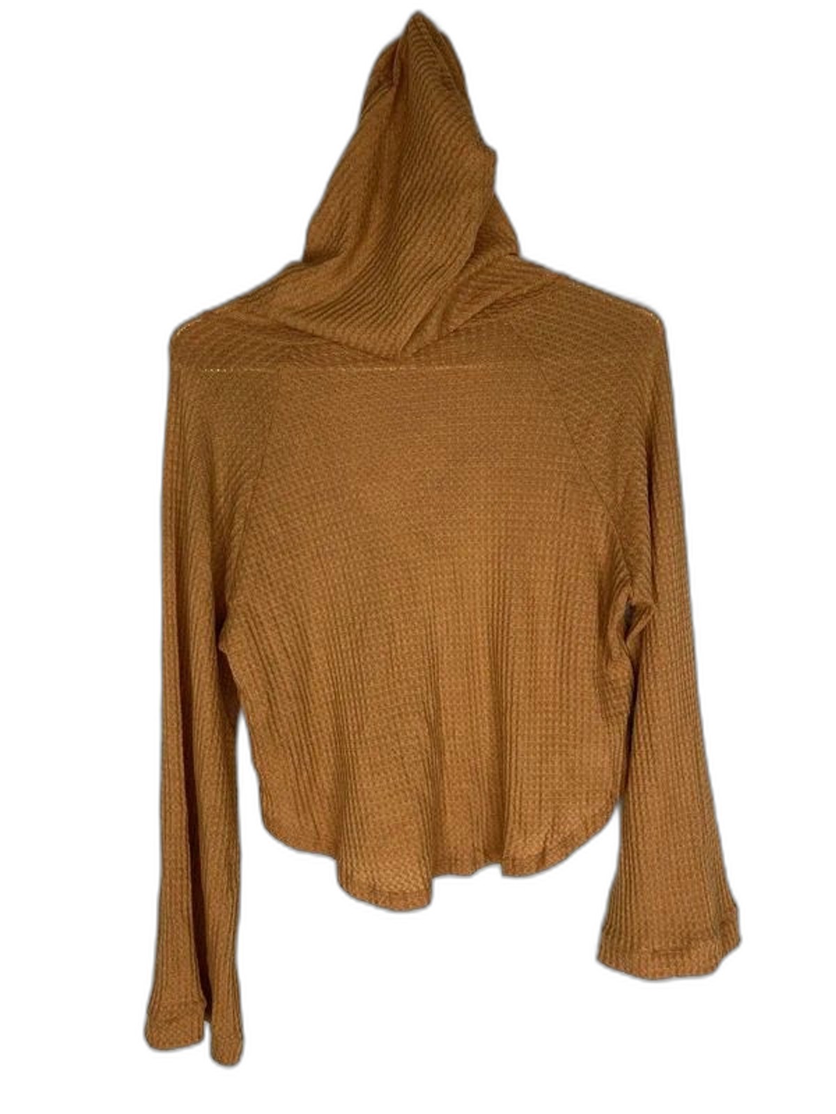 Lazy Sunday Orange Waffle Knit Hood Sweater Womens Small Autumn Halloween NEW