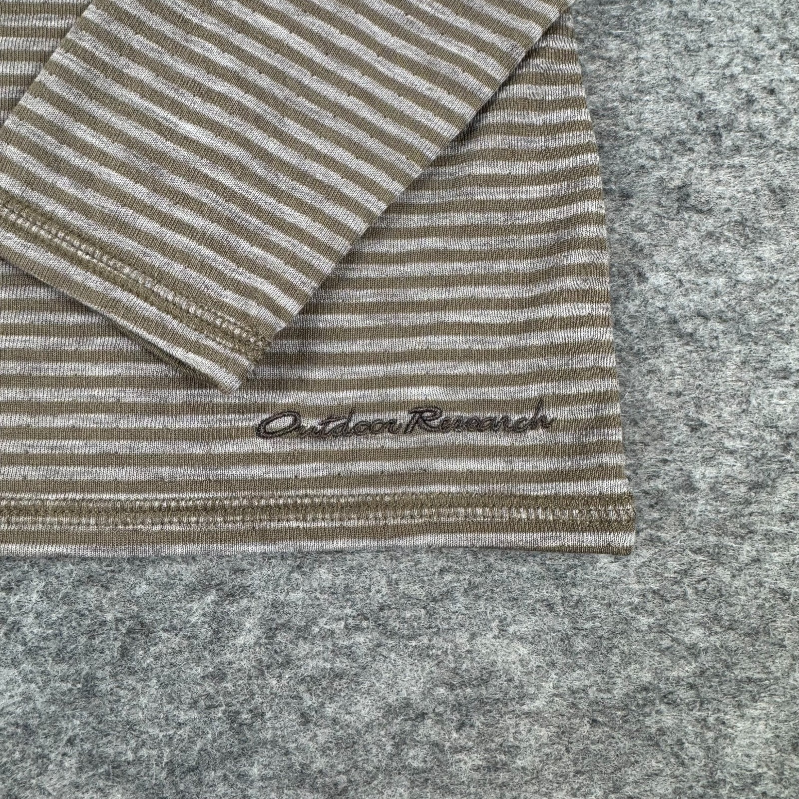 Outdoor Research Umbra Crew Long Sleeve Shirt Brown Striped Tencel Womens XS