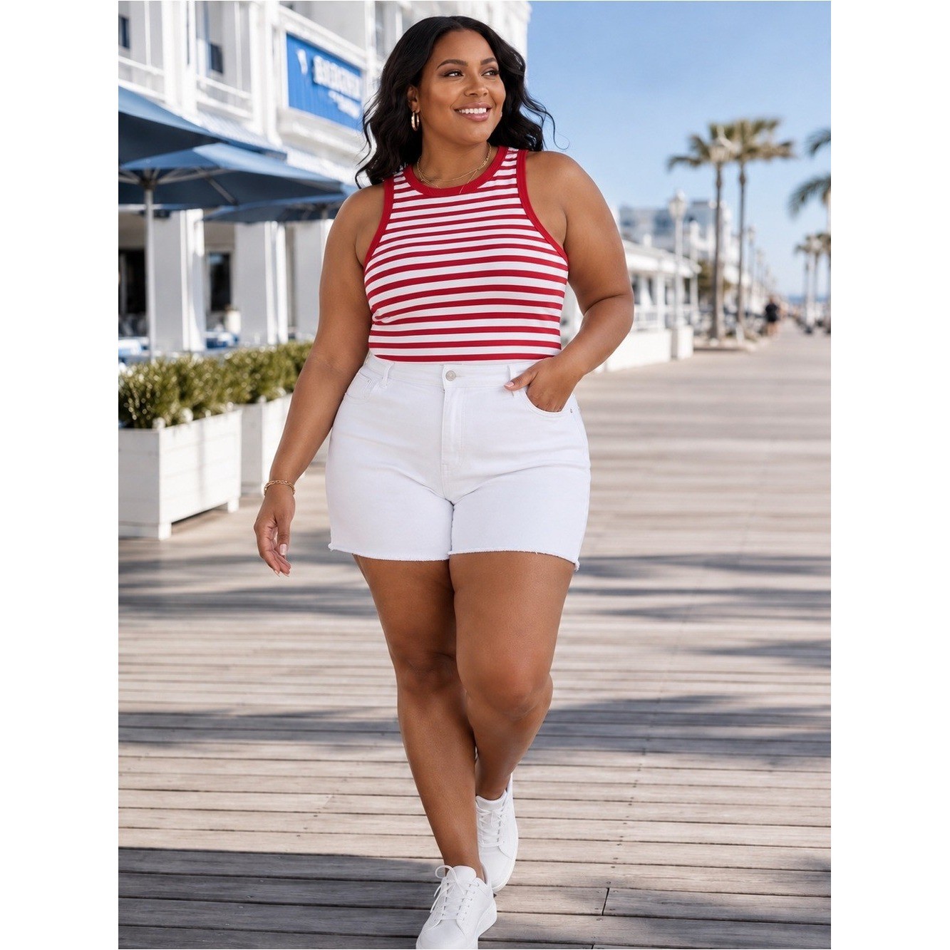 NWT A New Day Red & White Striped Tank Top Plus Size 2x