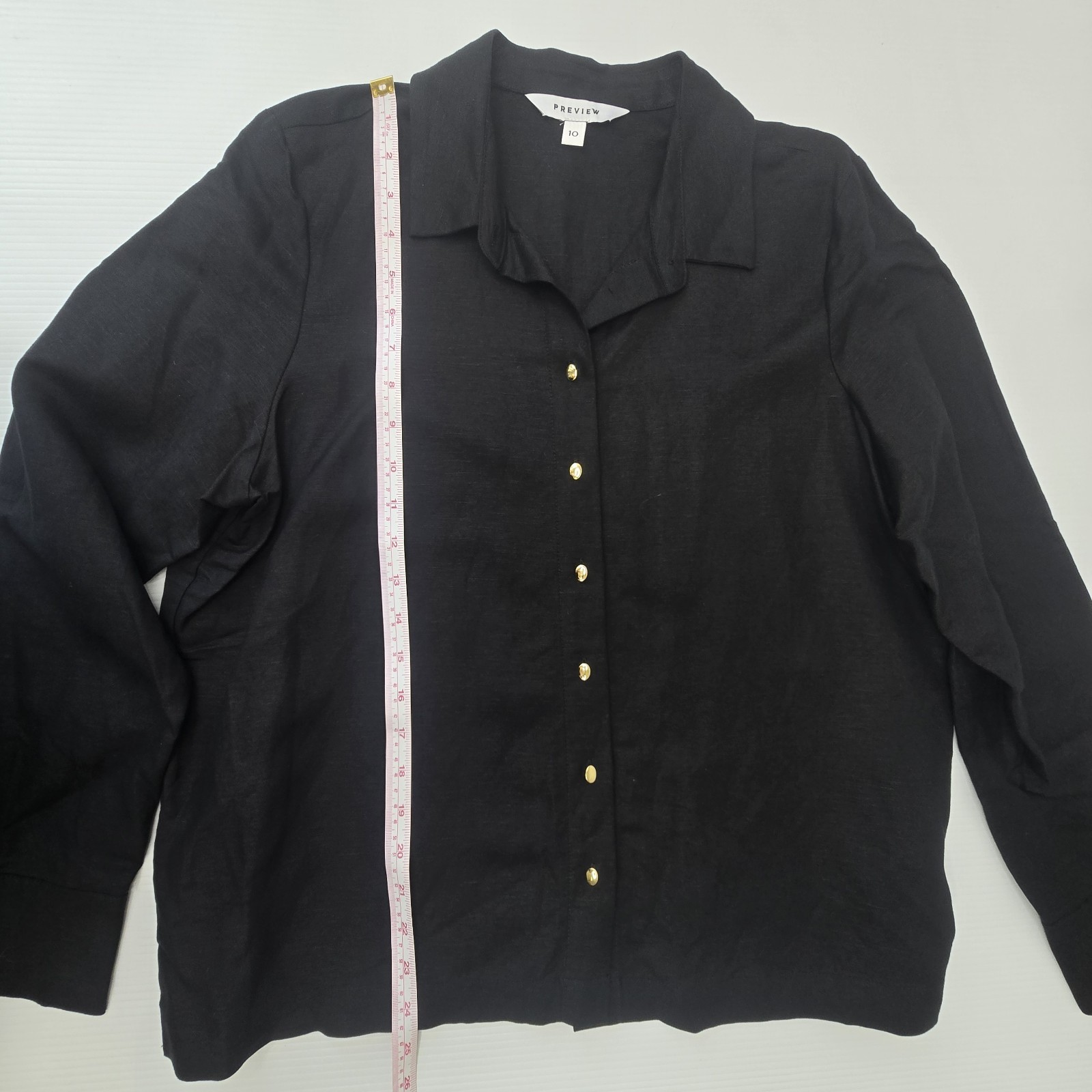 Preview Target Top Linen Viscose Blend Size 10 Long Sleeve Gold Tone Buttons