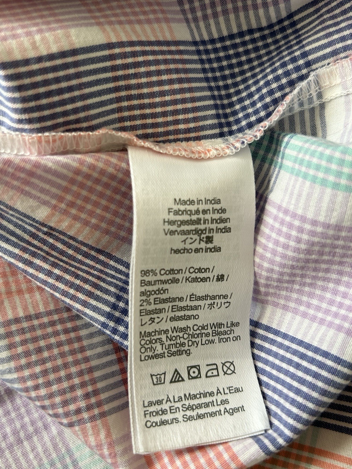 J Crew Outlet Gingham Shirt Medium Pink Blue White Sleeveless Cotton Sleeveless