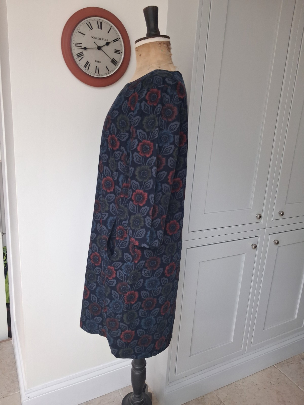 Seasalt Tunic Size 12 West Pentire Needle Cord Floral Navy, Red & Green Lined
