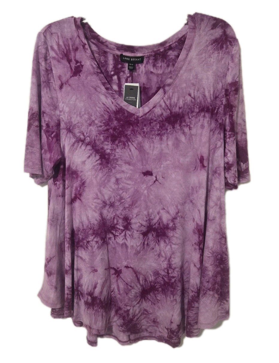 Lane Bryant Swing Collection Top Womens 10/12 Fushia Tie Dye Comfort Top Shirt