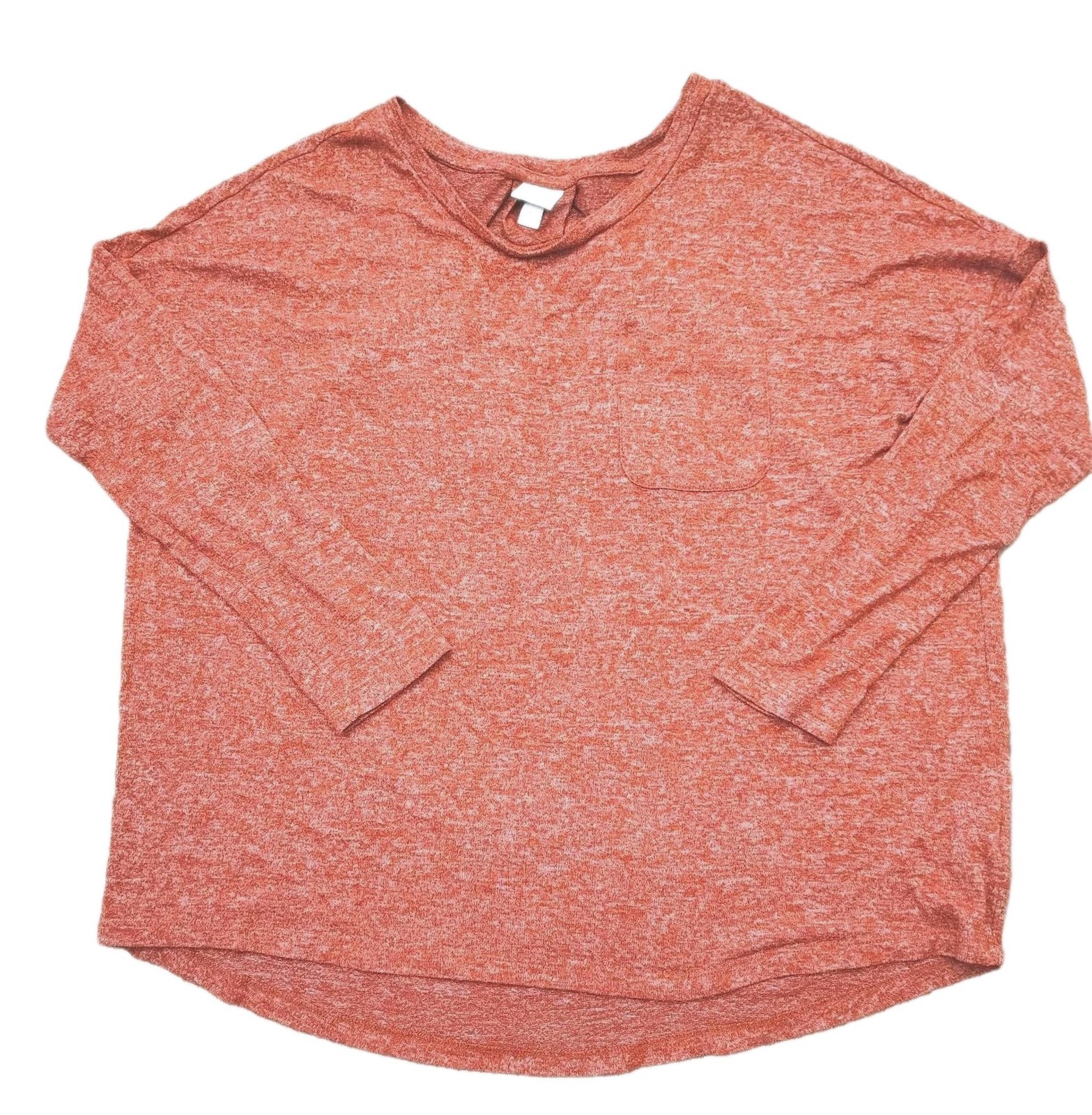 A New Day Knit Blouse Womens XL Orange Long Sleeve Scoop Neck Top