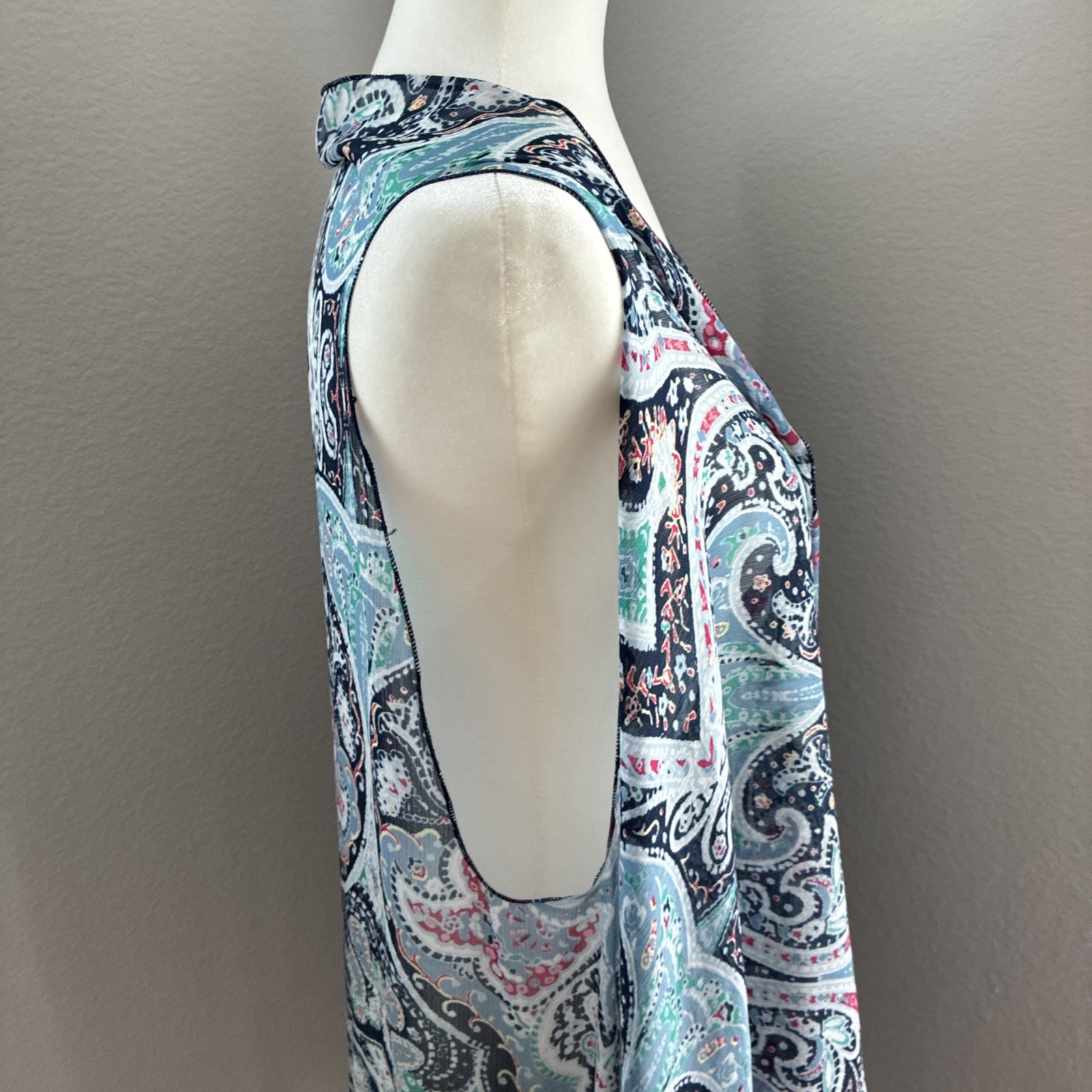One Size Blue Paisley Kimono Coverup Open Front Boho Cottagecore Festival