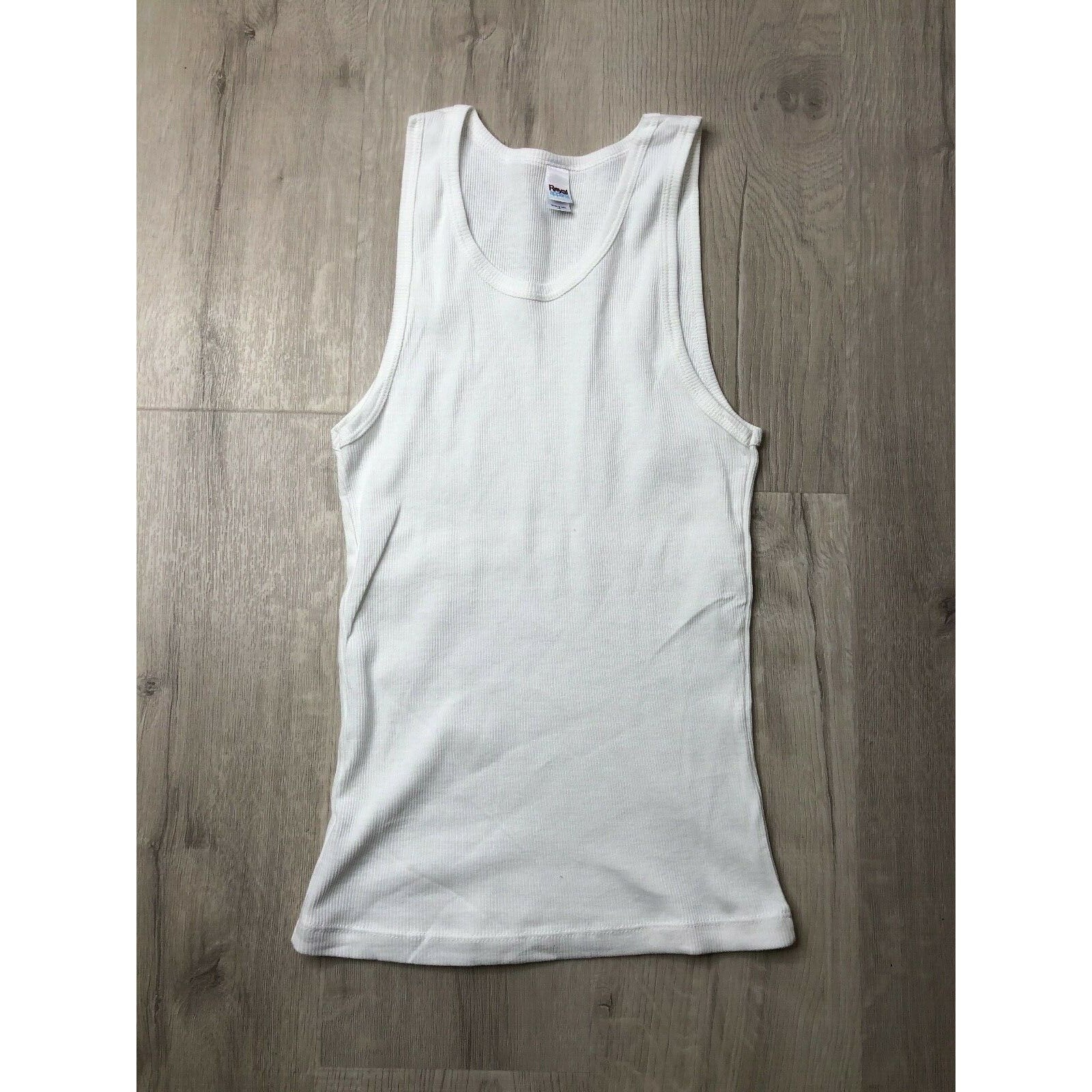 Royal Apparel Women’s Basic Rib Tank Top Heather White 100% cotton