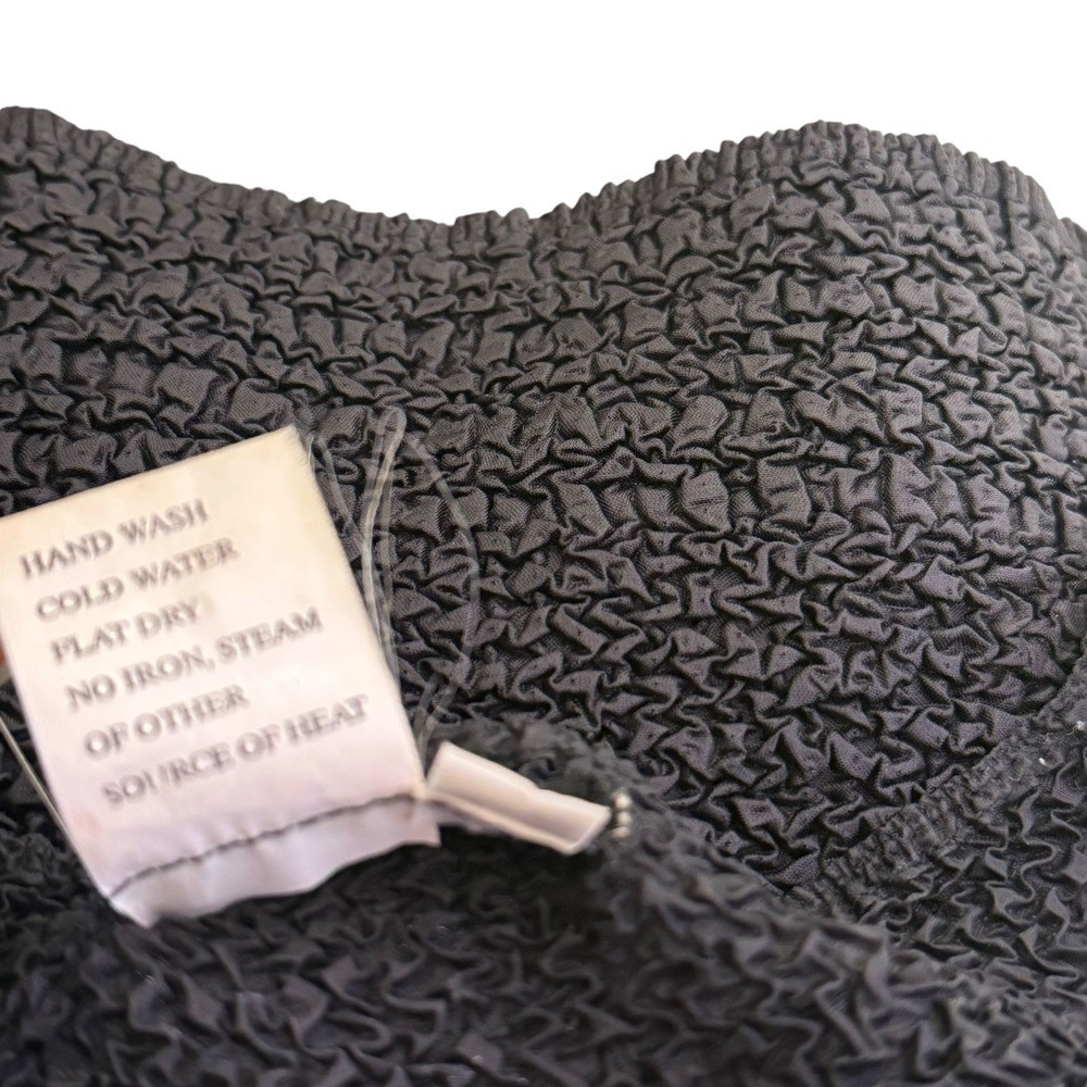 Abstract Art To Wear Crinkle Top Womens S Black White Lagenlook Textured Blouse