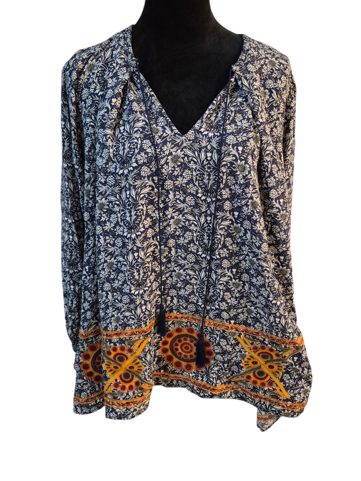 Ivy Jane S Embroidered Boho Top Tassels Festival Hippie Coachella Peasant Resort