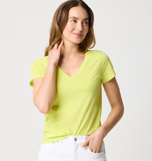 NWT J.CREW ❤️ VINTAGE COTTON V-NECK T-SHIRT S, M, L, XL TOP T ACID LIME YELLOW