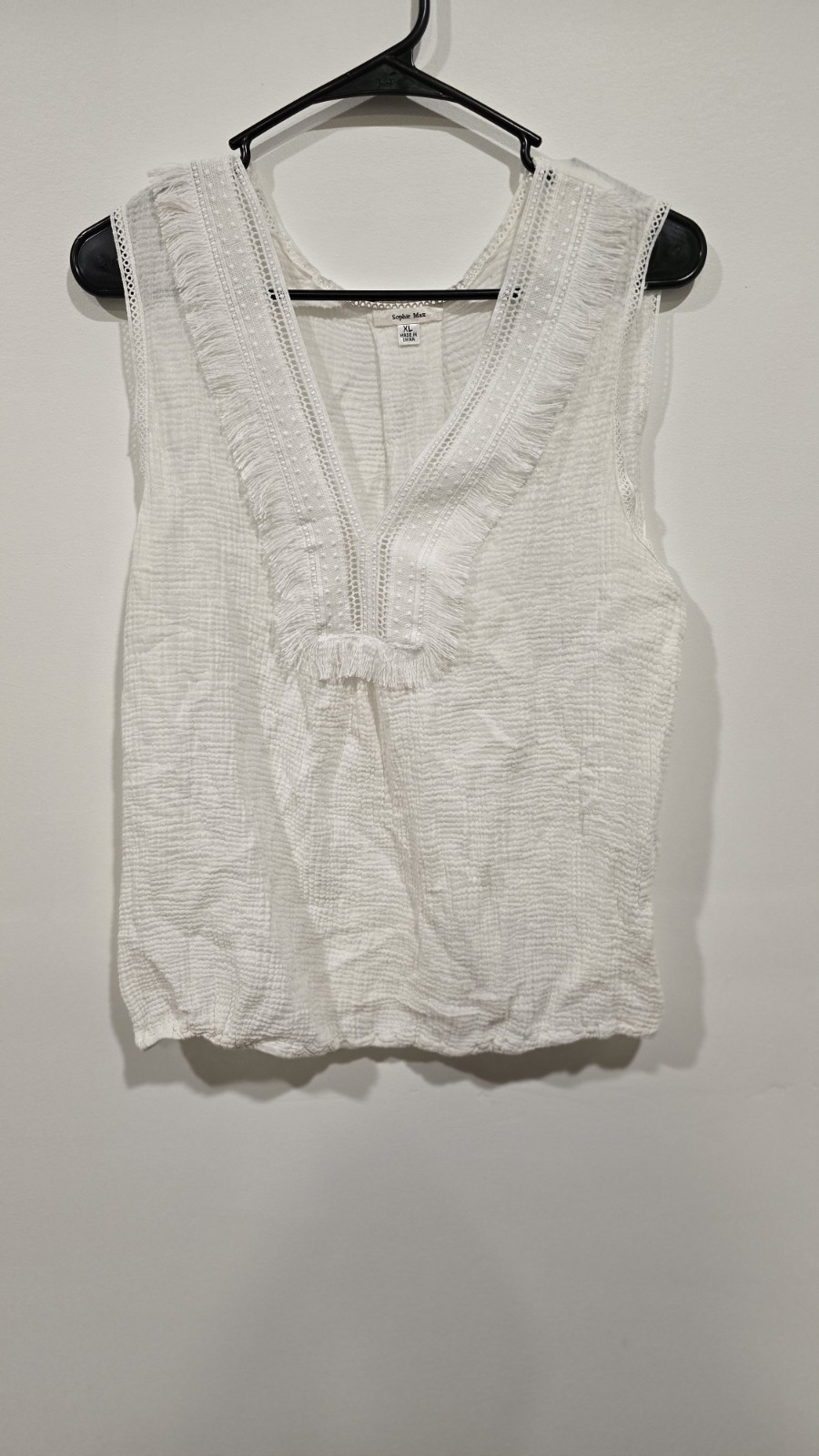 SOPHIE MAX WHITE COTTON LACE BLOUSE Tanktop SIZE XL
