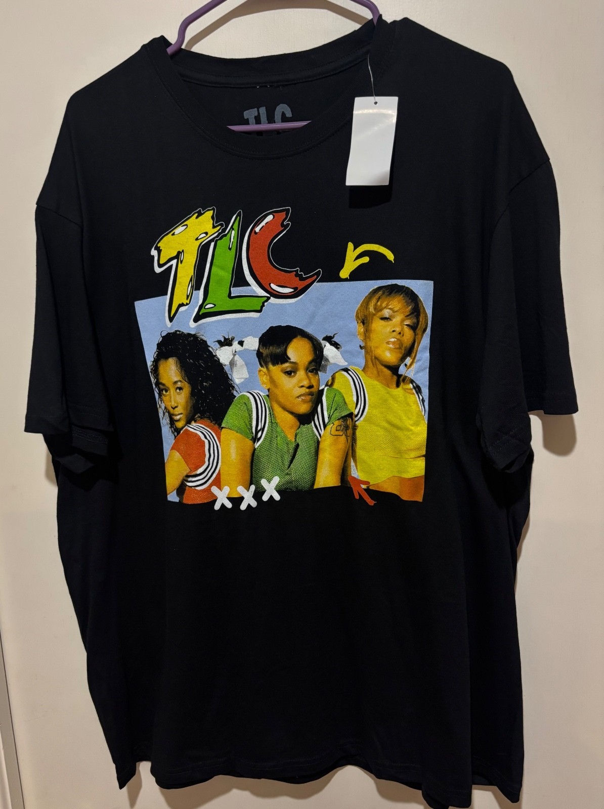 TLC 90s R&B Hip Hop Graphic T Shirt Black LG Music Band Tee NWT