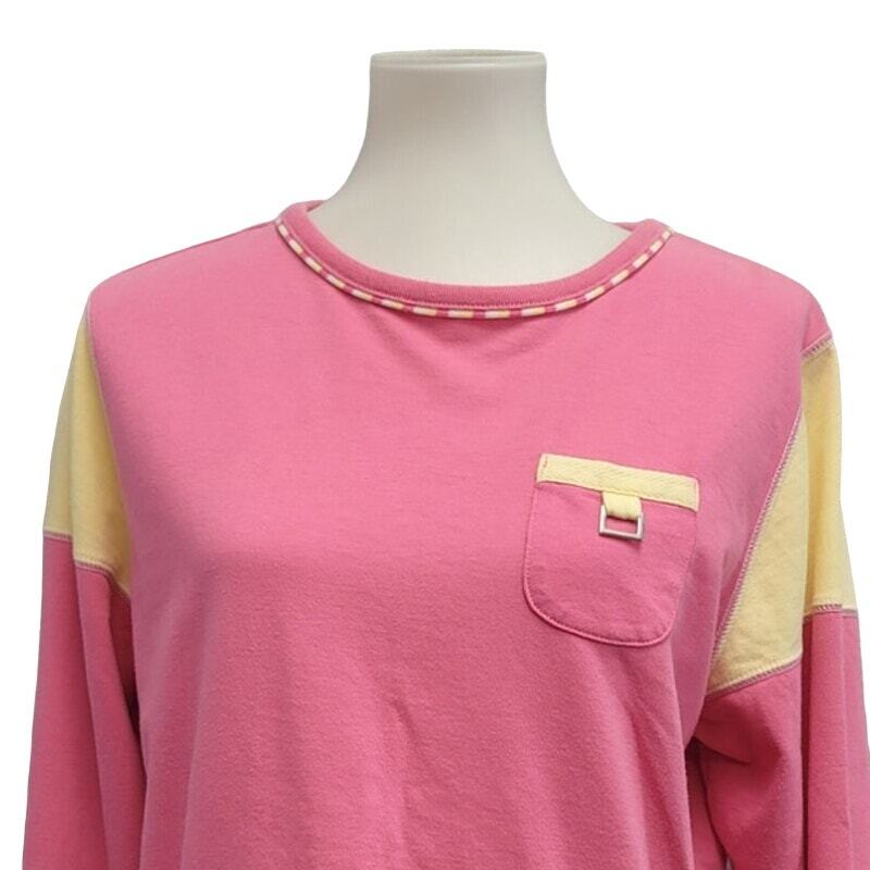 Erika Womens PXL Petite PolyCotton Color Blocked Long Sleeve Crew Neck Shirt