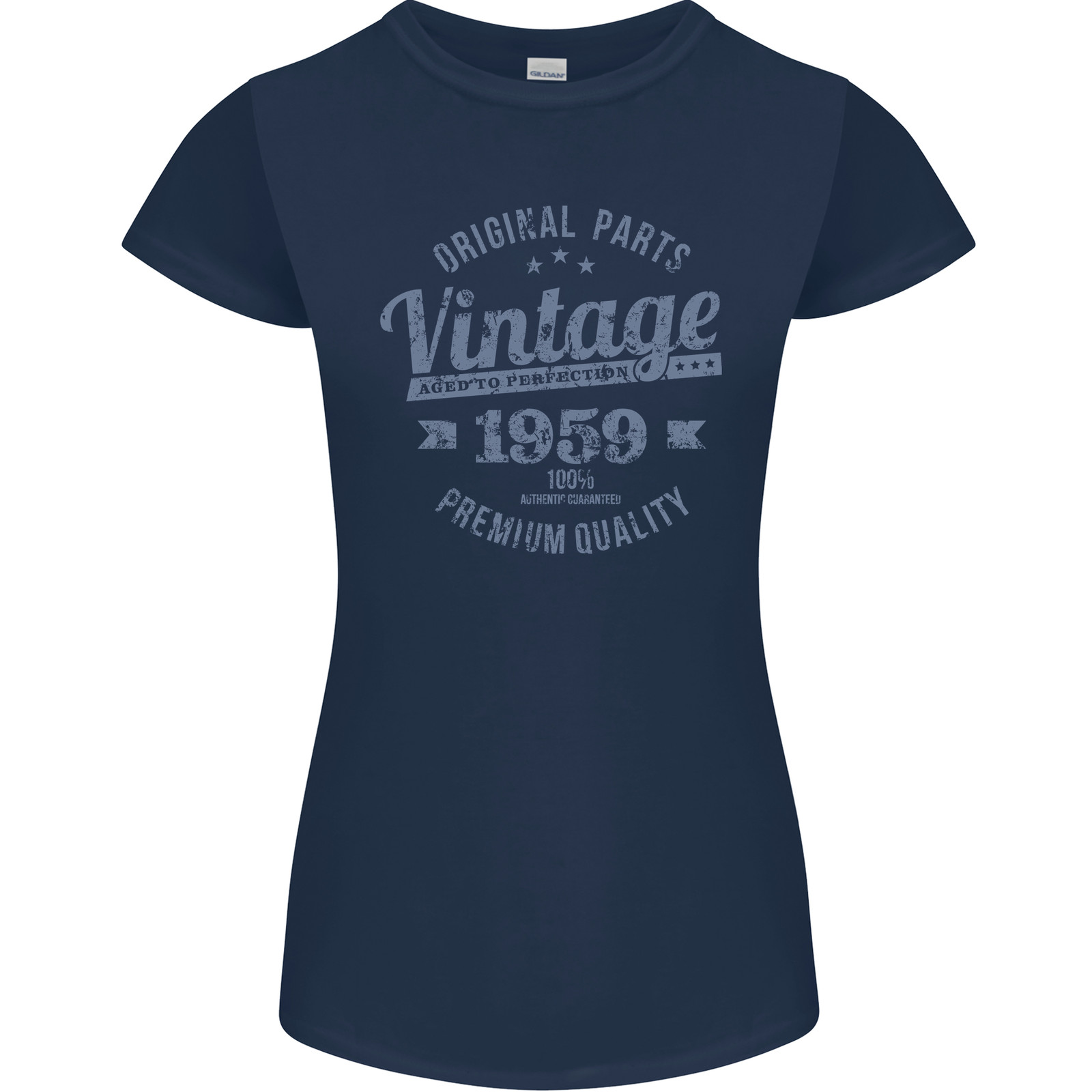 Vintage Year 65th Birthday 1959 Womens Petite Cut T-Shirt Navy Blue