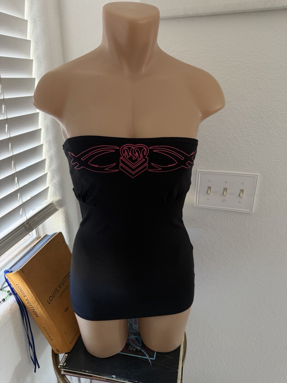 Rare Y2k Metal Mulisha Lace Cut Out Tube Top Sz M Goth Grunge