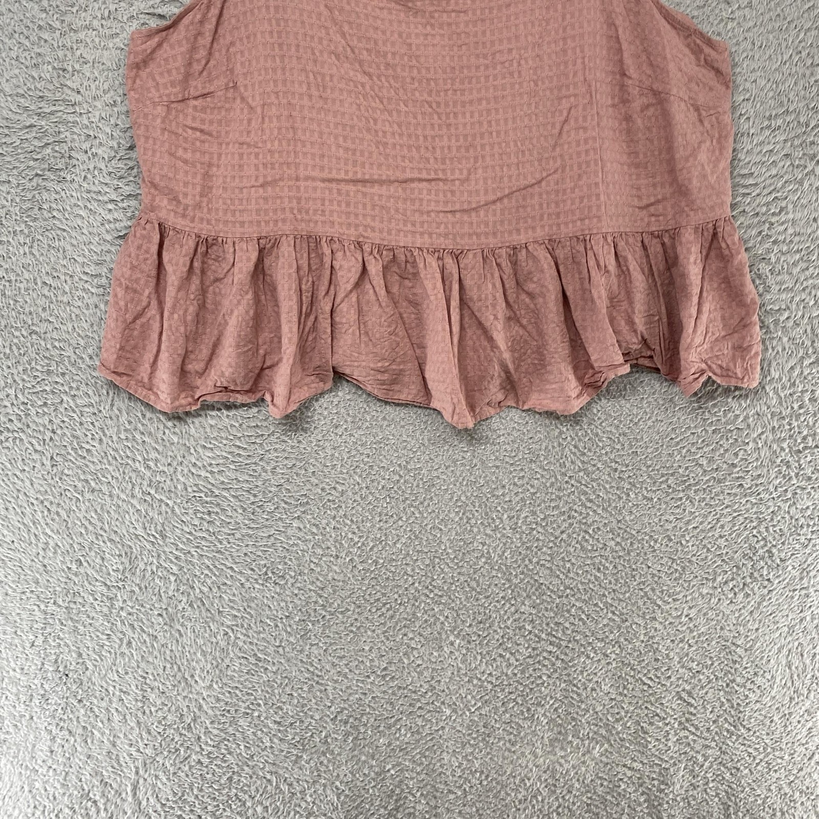 Madewell Tank Top Womens 3X Pink Tie Strap Peplum Ruffle Hem Summer Mauve Smock